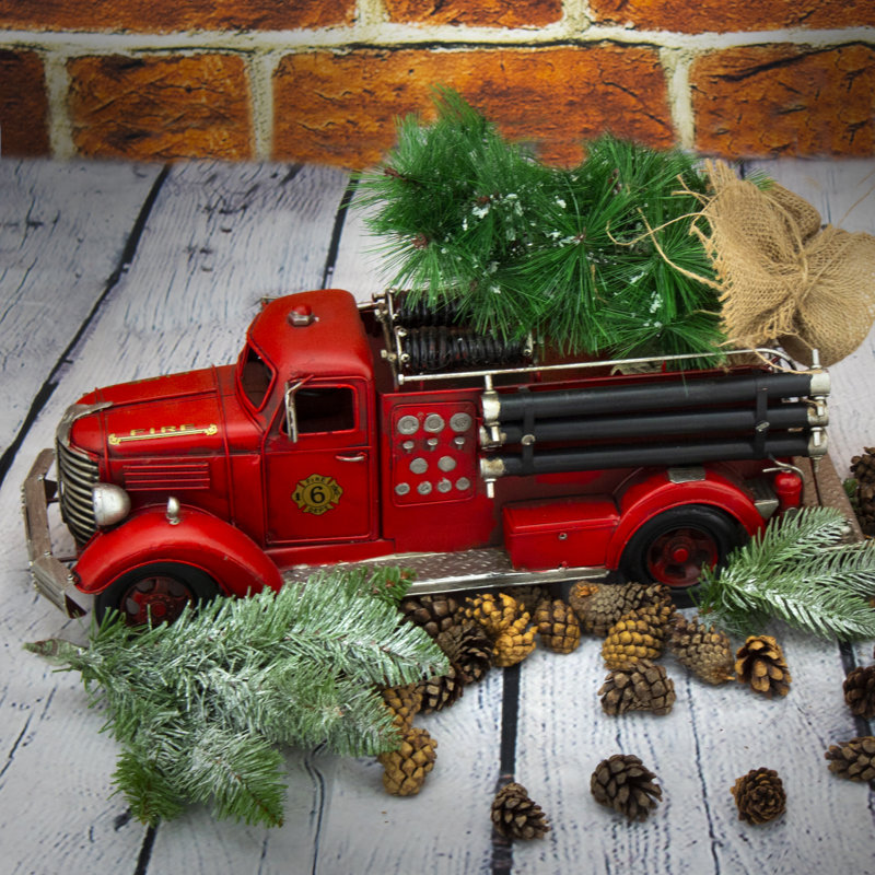 Vintage Style Fire Truck with Christmas Tree & Reviews